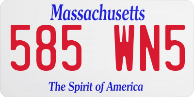 MA license plate 585WN5