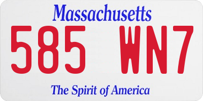 MA license plate 585WN7