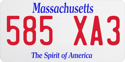 MA license plate 585XA3