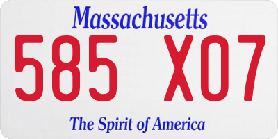 MA license plate 585XO7