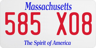 MA license plate 585XO8