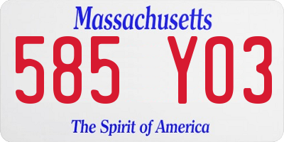 MA license plate 585YO3
