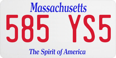 MA license plate 585YS5