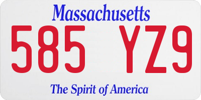 MA license plate 585YZ9