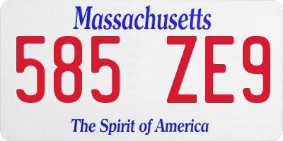 MA license plate 585ZE9