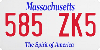 MA license plate 585ZK5