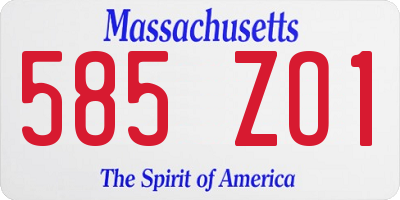 MA license plate 585ZO1