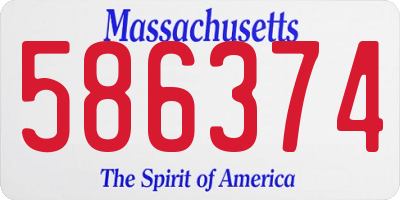 MA license plate 586374