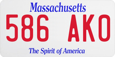 MA license plate 586AK0