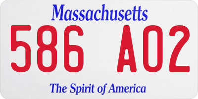 MA license plate 586AO2