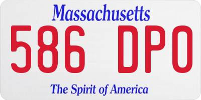 MA license plate 586DP0