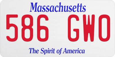 MA license plate 586GW0