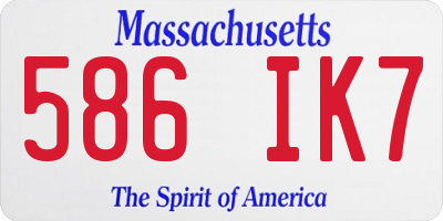 MA license plate 586IK7