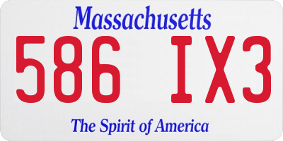 MA license plate 586IX3