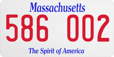 MA license plate 586OO2