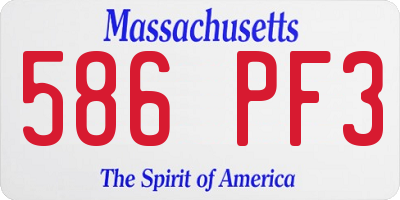 MA license plate 586PF3