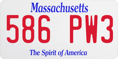 MA license plate 586PW3