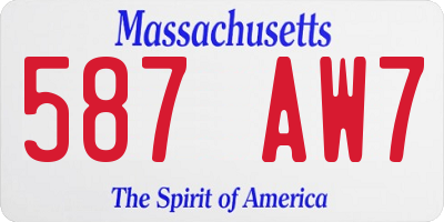MA license plate 587AW7