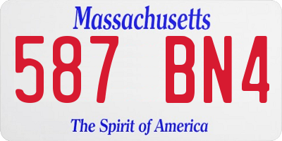 MA license plate 587BN4