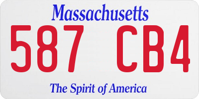 MA license plate 587CB4