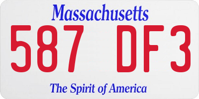MA license plate 587DF3