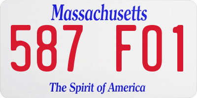 MA license plate 587FO1