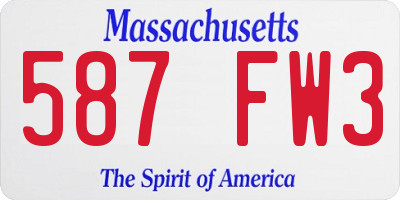 MA license plate 587FW3