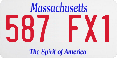 MA license plate 587FX1