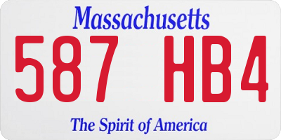 MA license plate 587HB4
