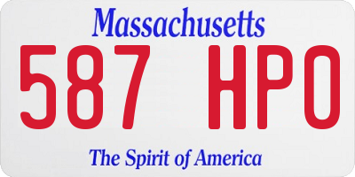 MA license plate 587HP0