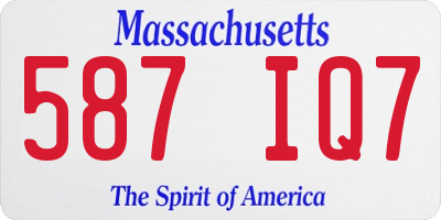 MA license plate 587IQ7