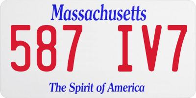 MA license plate 587IV7