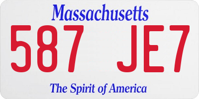 MA license plate 587JE7