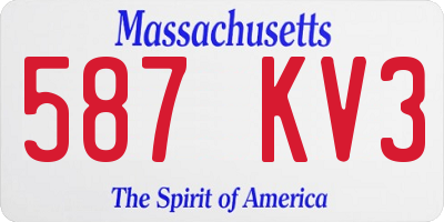 MA license plate 587KV3