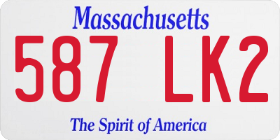 MA license plate 587LK2