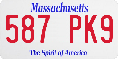 MA license plate 587PK9