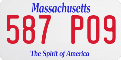MA license plate 587PO9