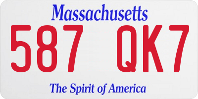 MA license plate 587QK7