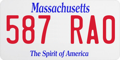 MA license plate 587RA0