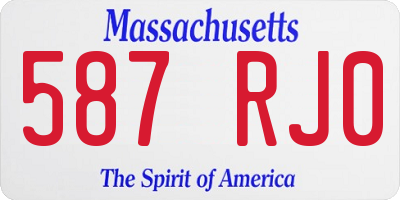 MA license plate 587RJ0