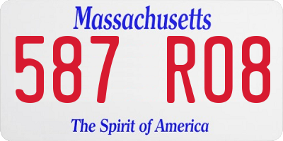 MA license plate 587RO8