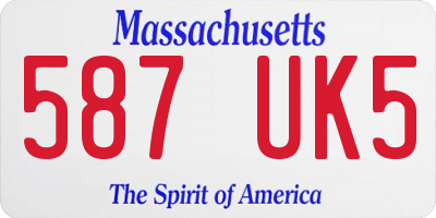 MA license plate 587UK5