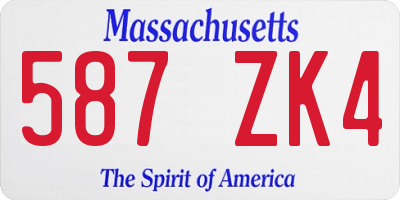 MA license plate 587ZK4