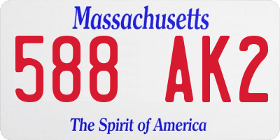 MA license plate 588AK2