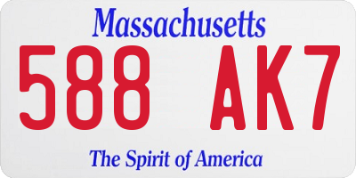 MA license plate 588AK7