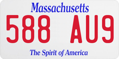 MA license plate 588AU9
