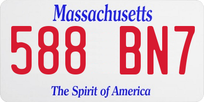 MA license plate 588BN7