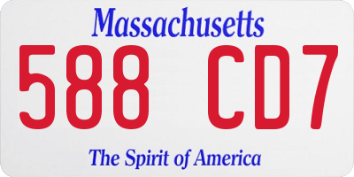 MA license plate 588CD7