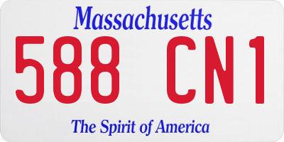 MA license plate 588CN1