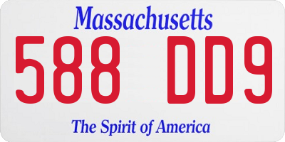 MA license plate 588DD9